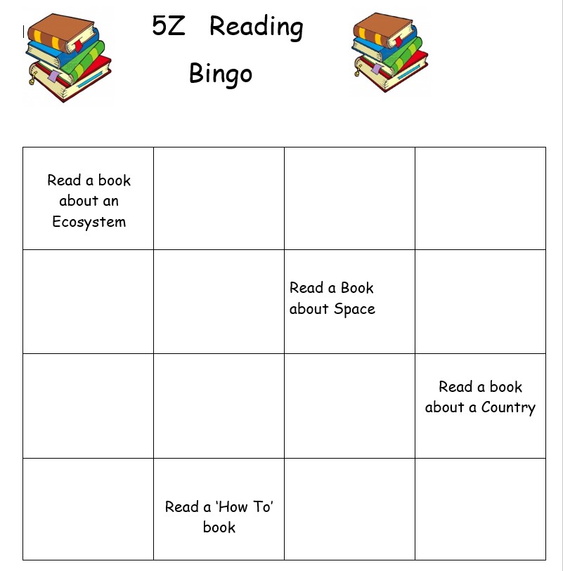 5Z Reading Bingo