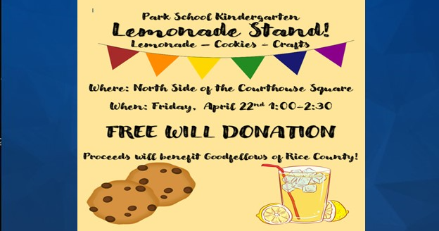 Lemonade stand 4/22 Courthouse Square 1-2:30