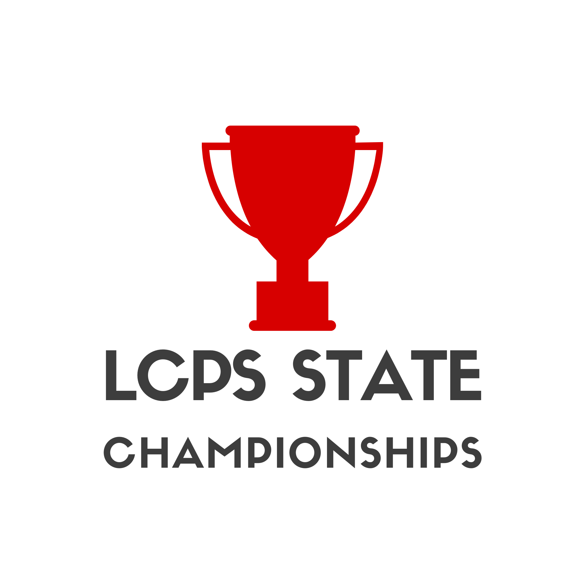 LCPS State Championships with a red trophy