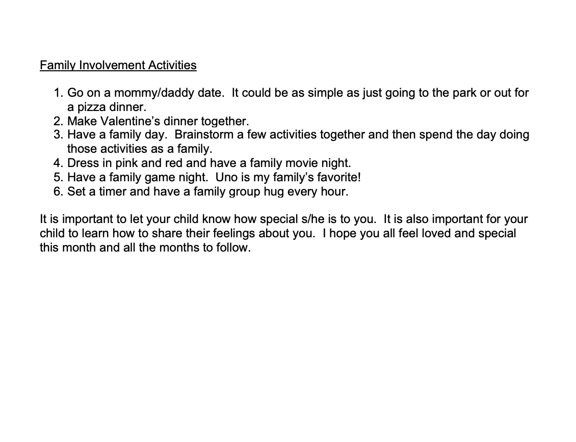 February Family Involvement 