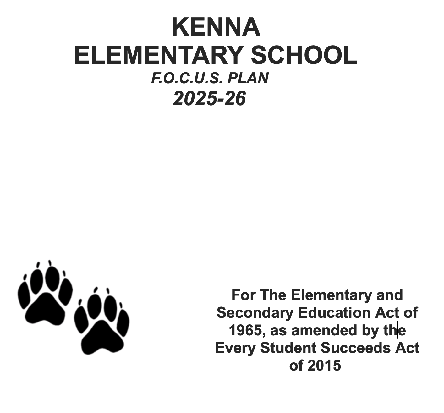 Focus Plan Cover Sheet