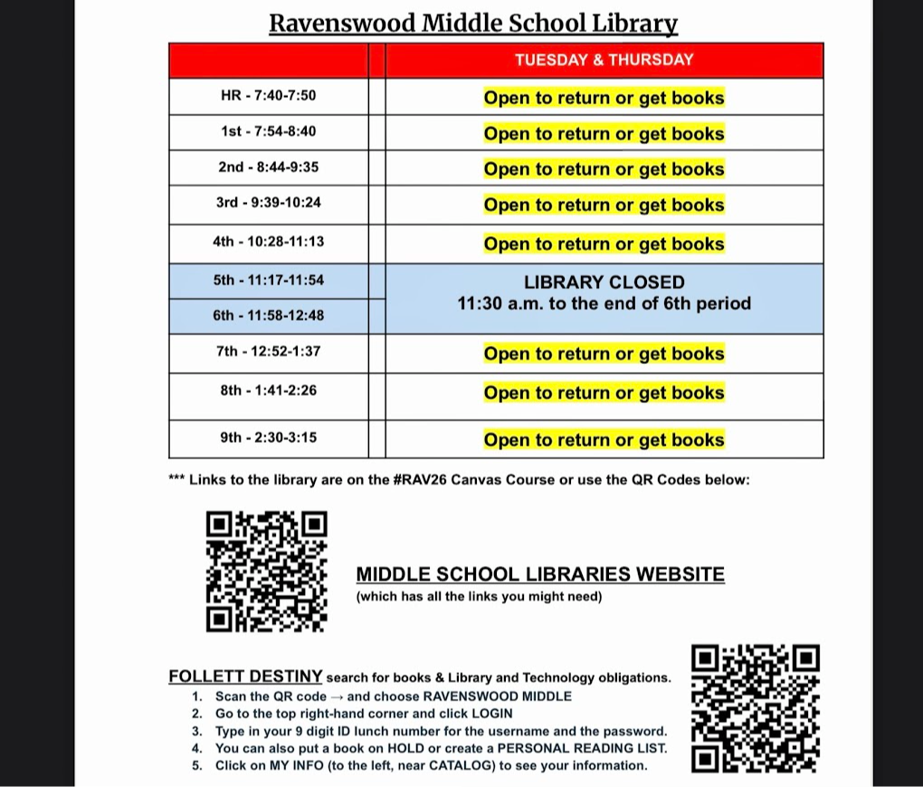 RvMS Libray Hours