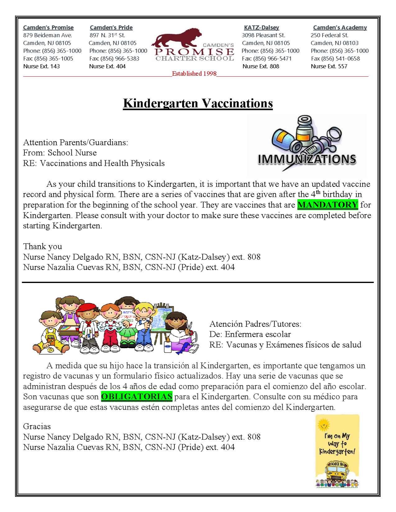Pre-K Kindergarten Vaccinations