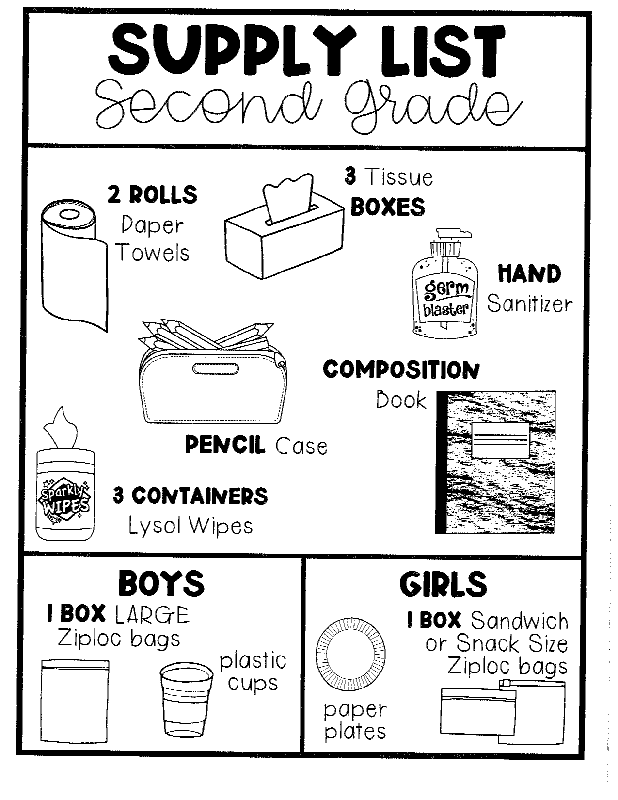Supply Lists Second Grade