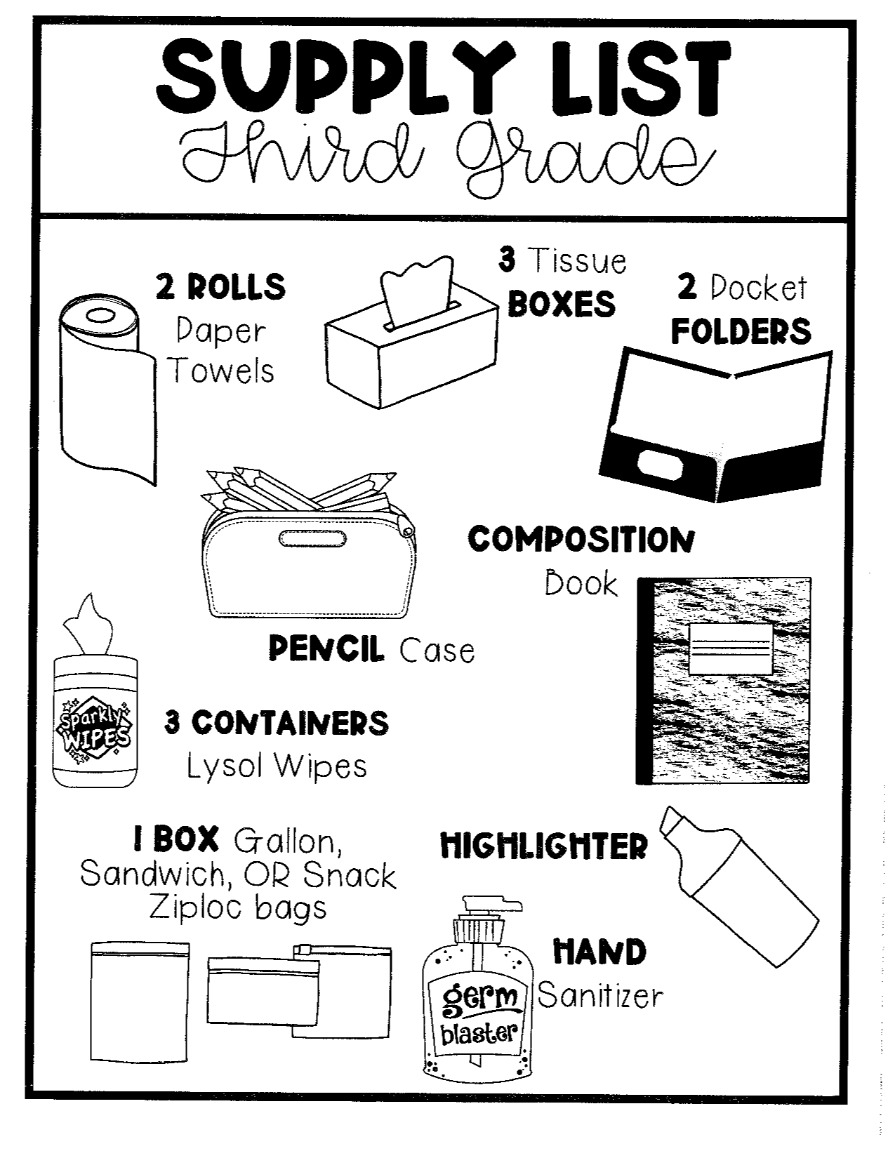 Supply Lists Third Grade