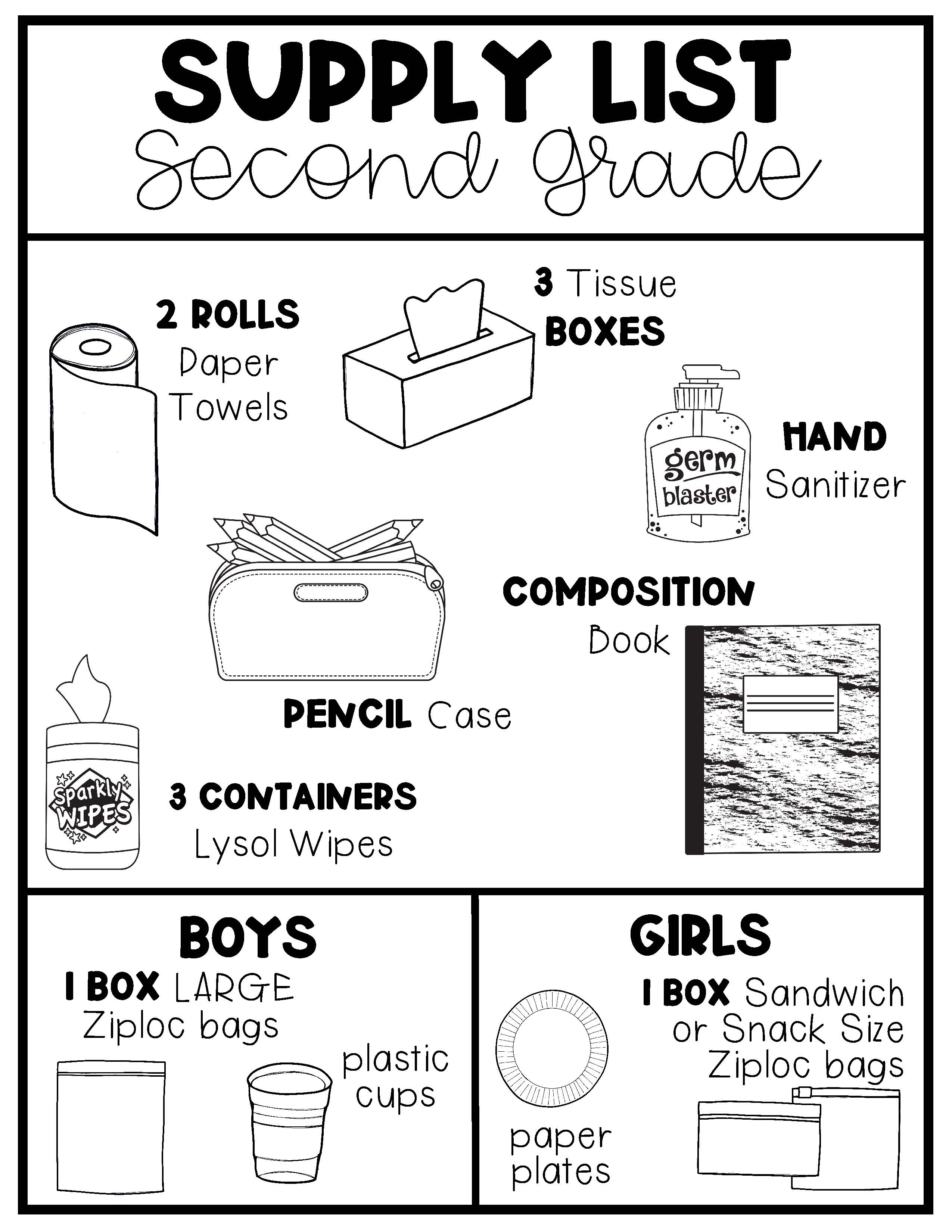 Supply Lists Second Grade