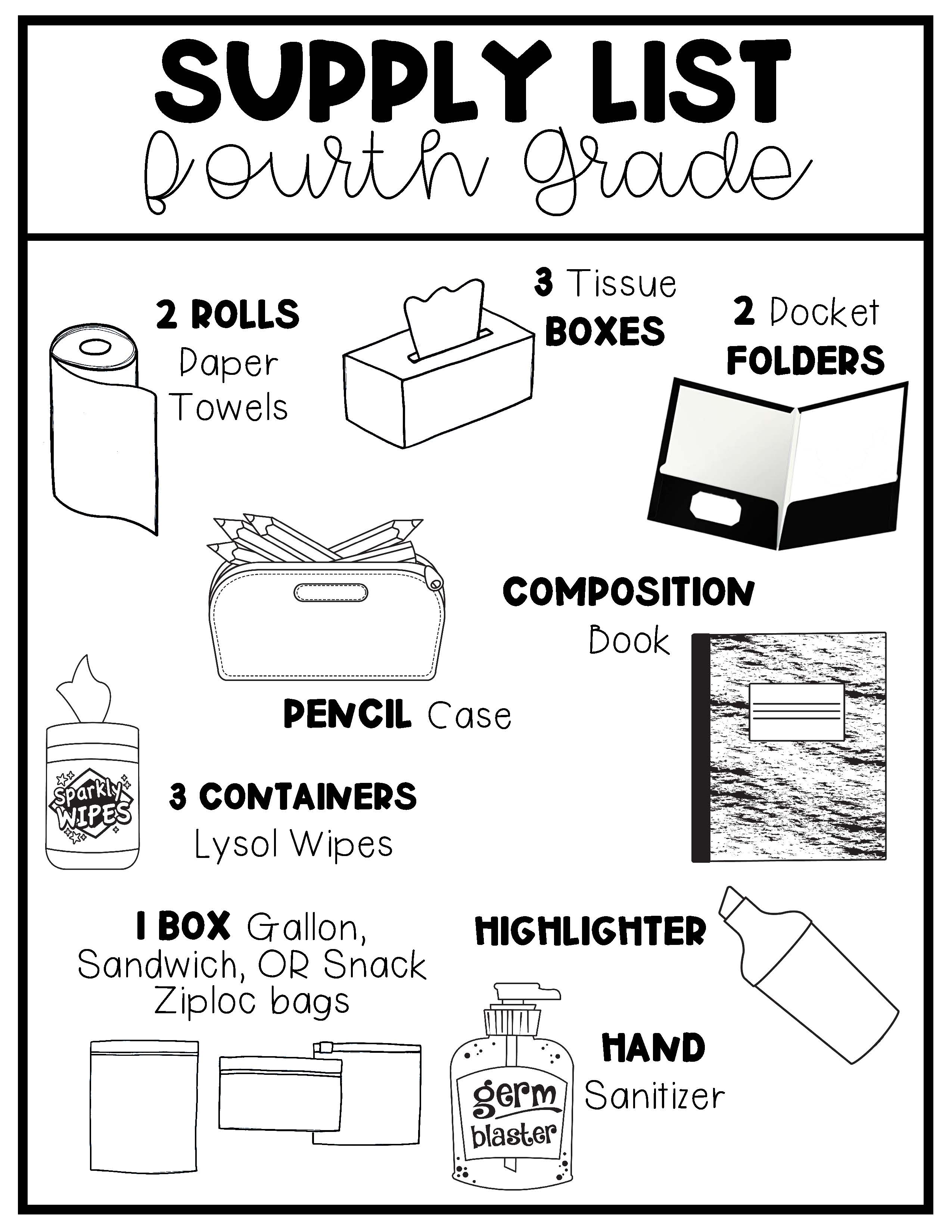 Supply Lists Fourth Grade
