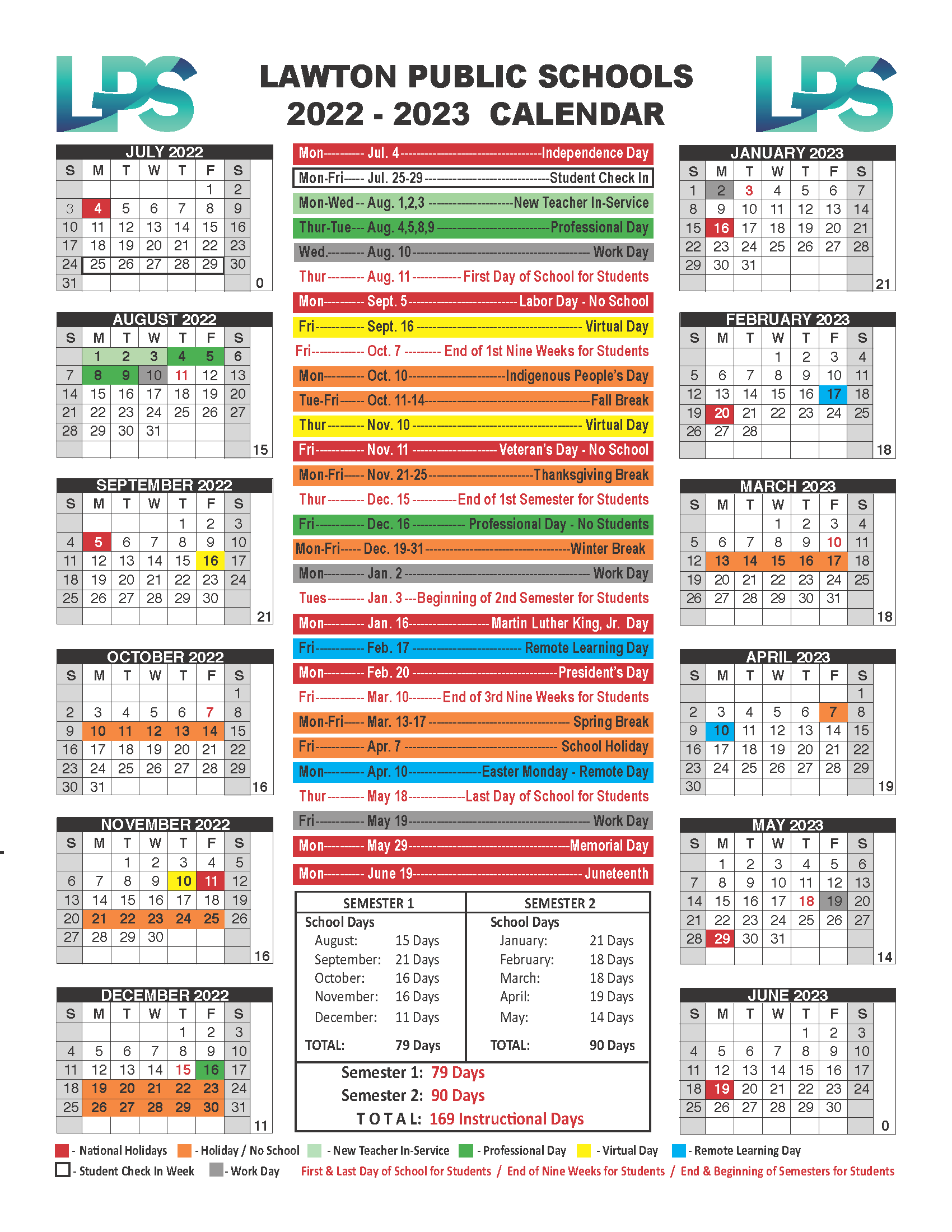School Calendar Hours Lawton Public Schools