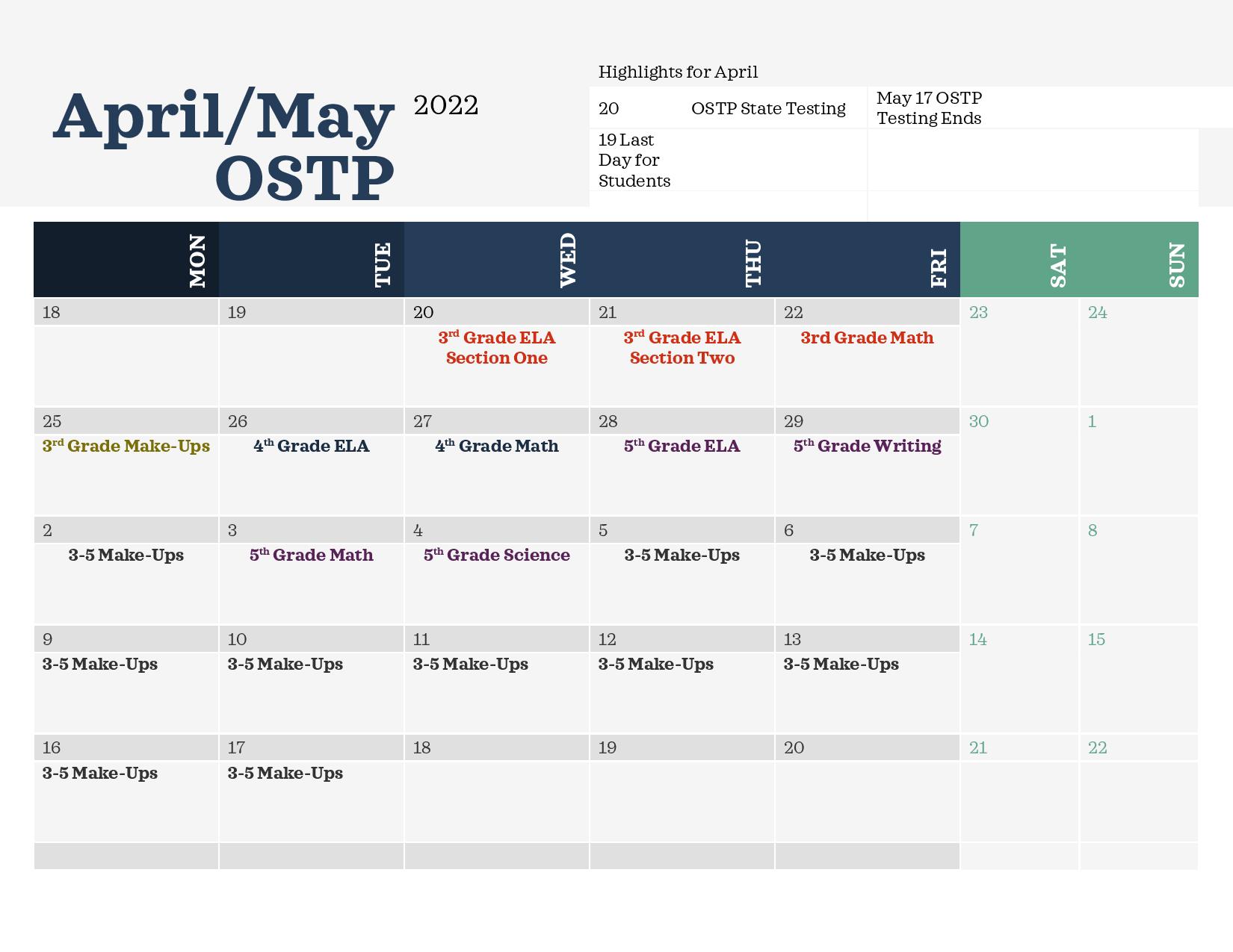 Elementary OSTP April/May