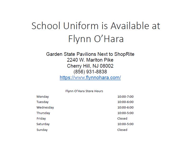 School Uniform is Available at Flynn O'Hara