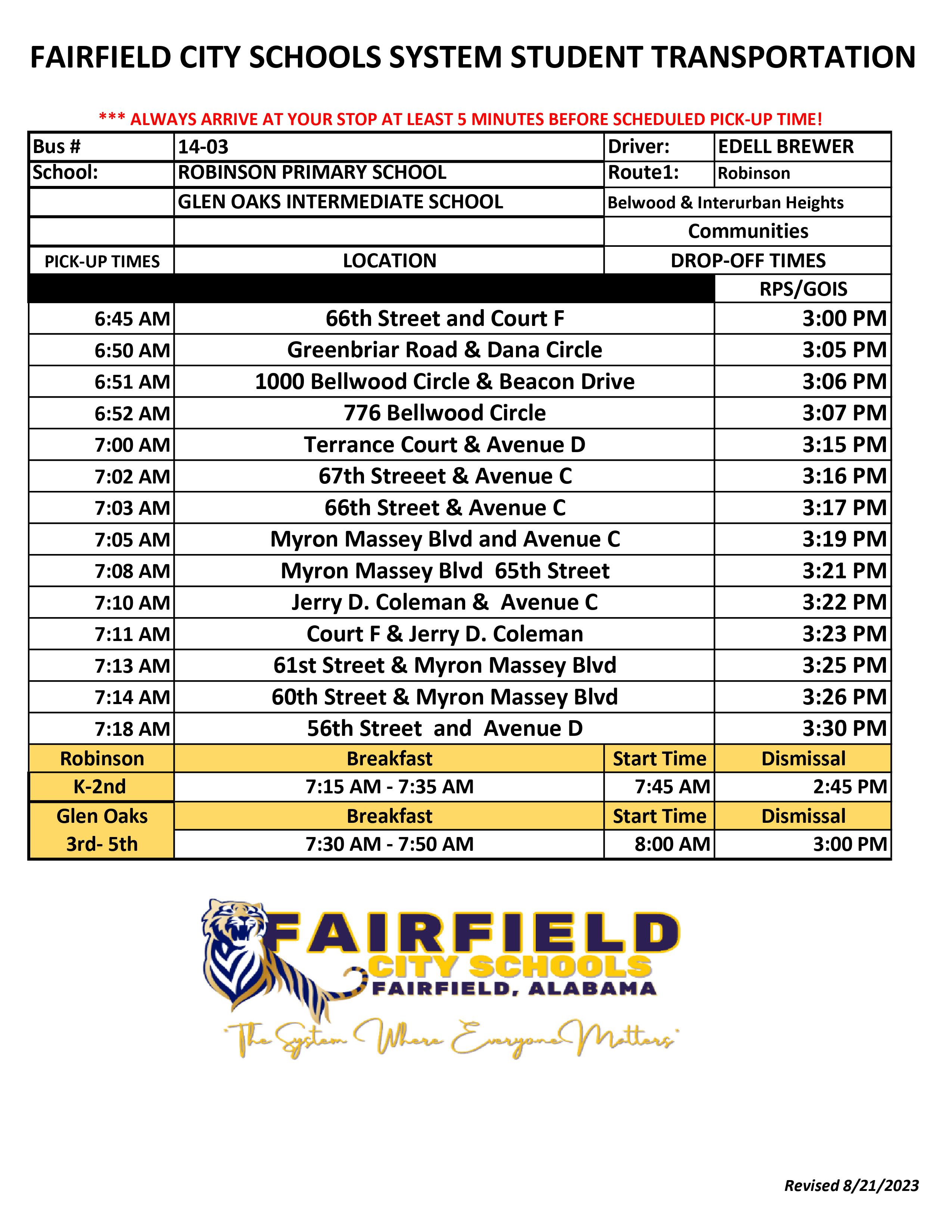 Primary & Intermediate Bus Routes