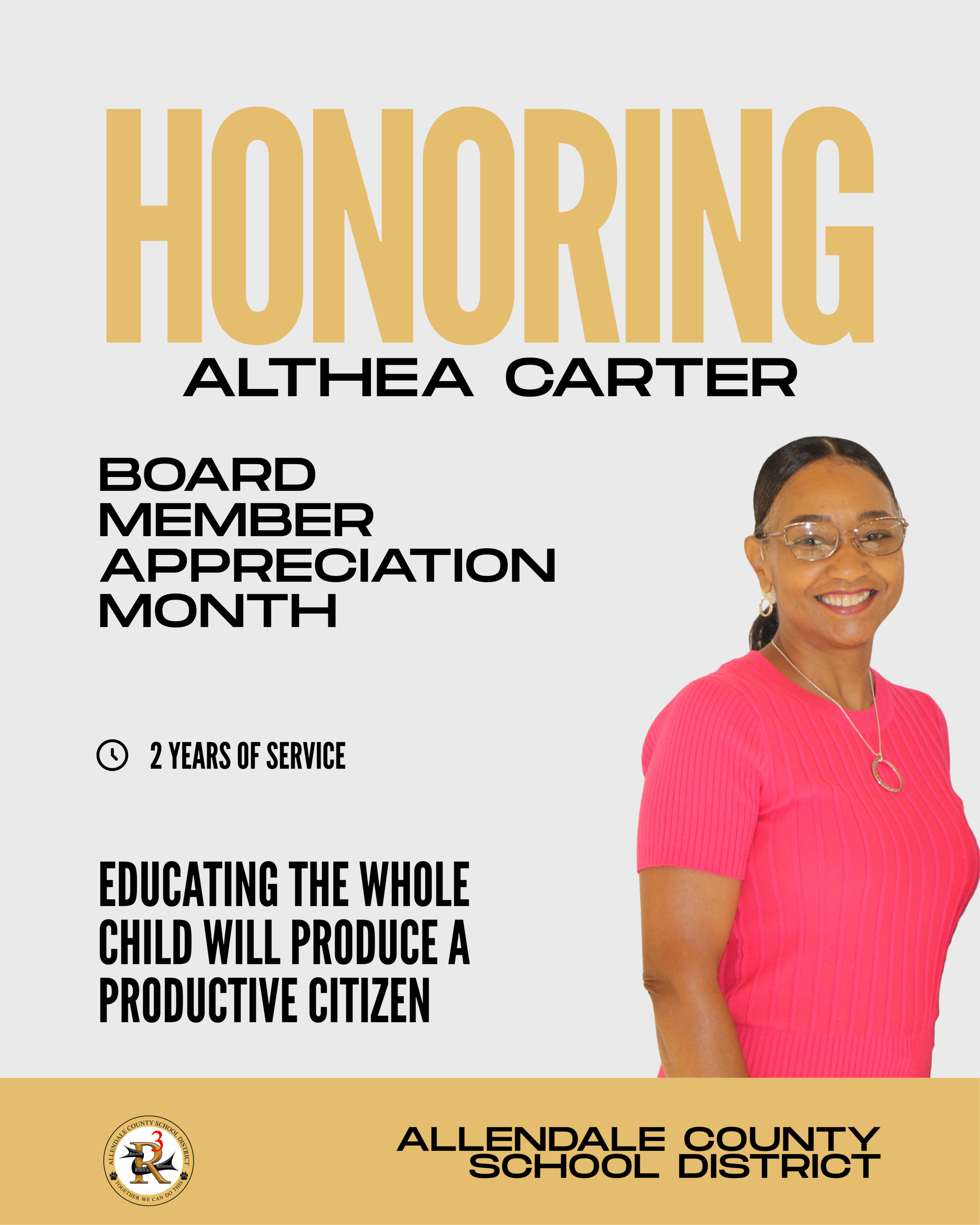 althea carter 2 years of service board member appreciation month