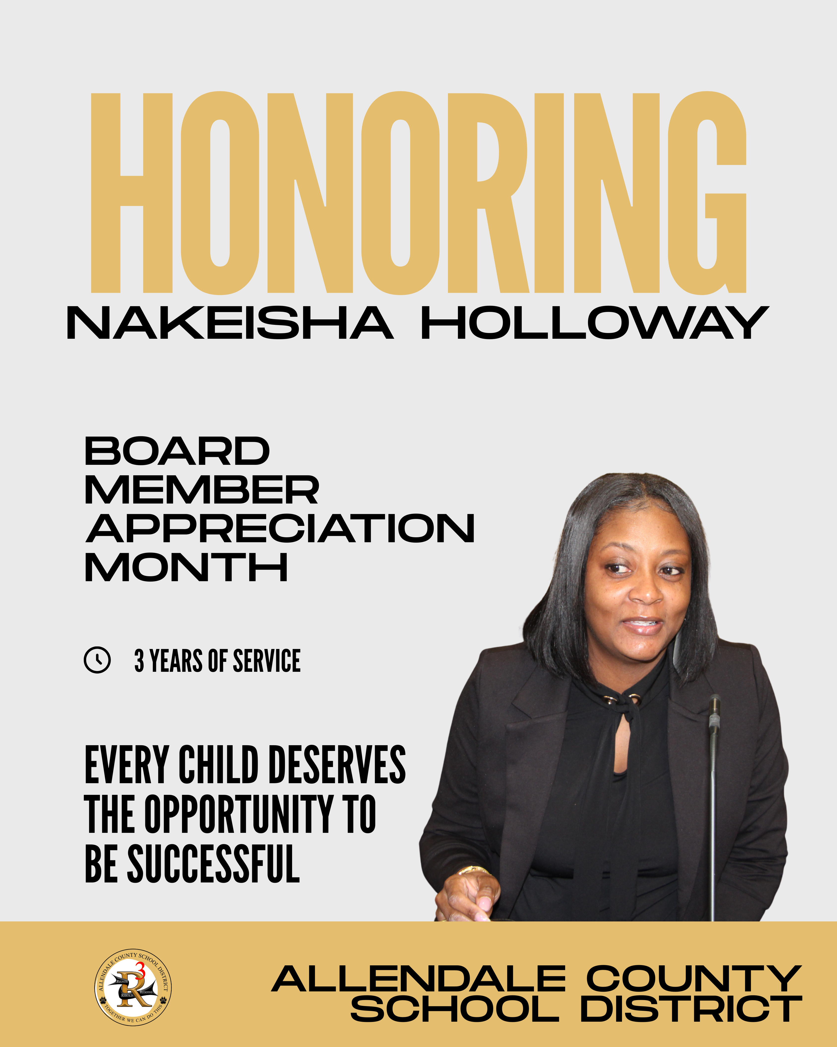 nakeisha holloway board member appreciation month 3 years of service