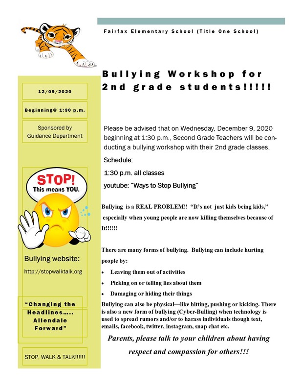 Bullying Workshop for 2nd Grade Students