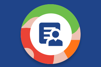 Colored JMC circle in the middle with a person and checkbox behind them
