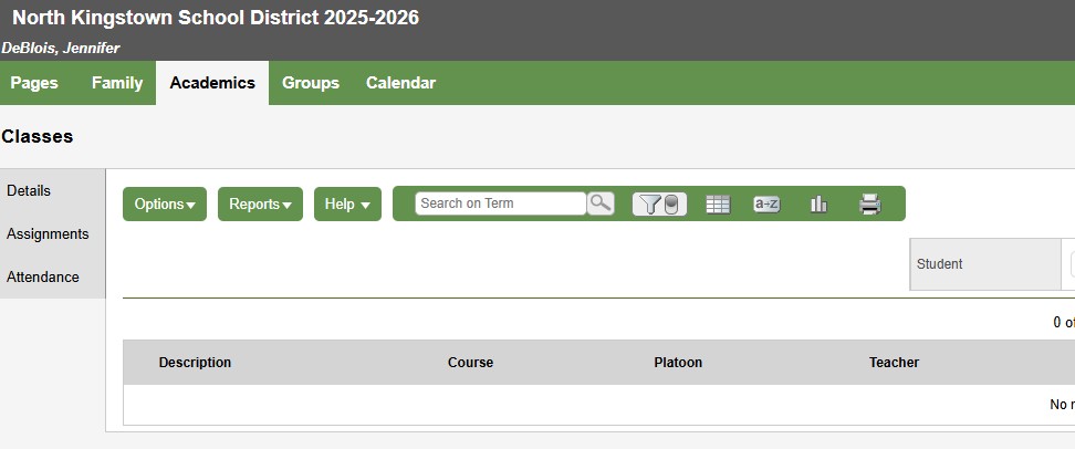 Aspen Screen Shot 3 of Family View w. Academics Tab