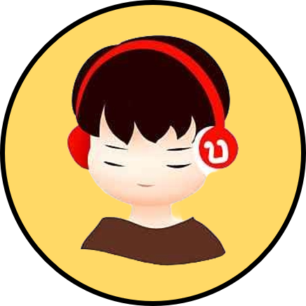 An illustration of a child with brown hair, closed eyes, and wearing red headphones with the letter "U".