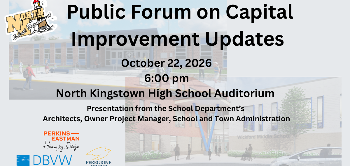 An event poster for "Public Forum on Capital Improvement Updates" on Oct 22, 2026 at 6:00 pm.