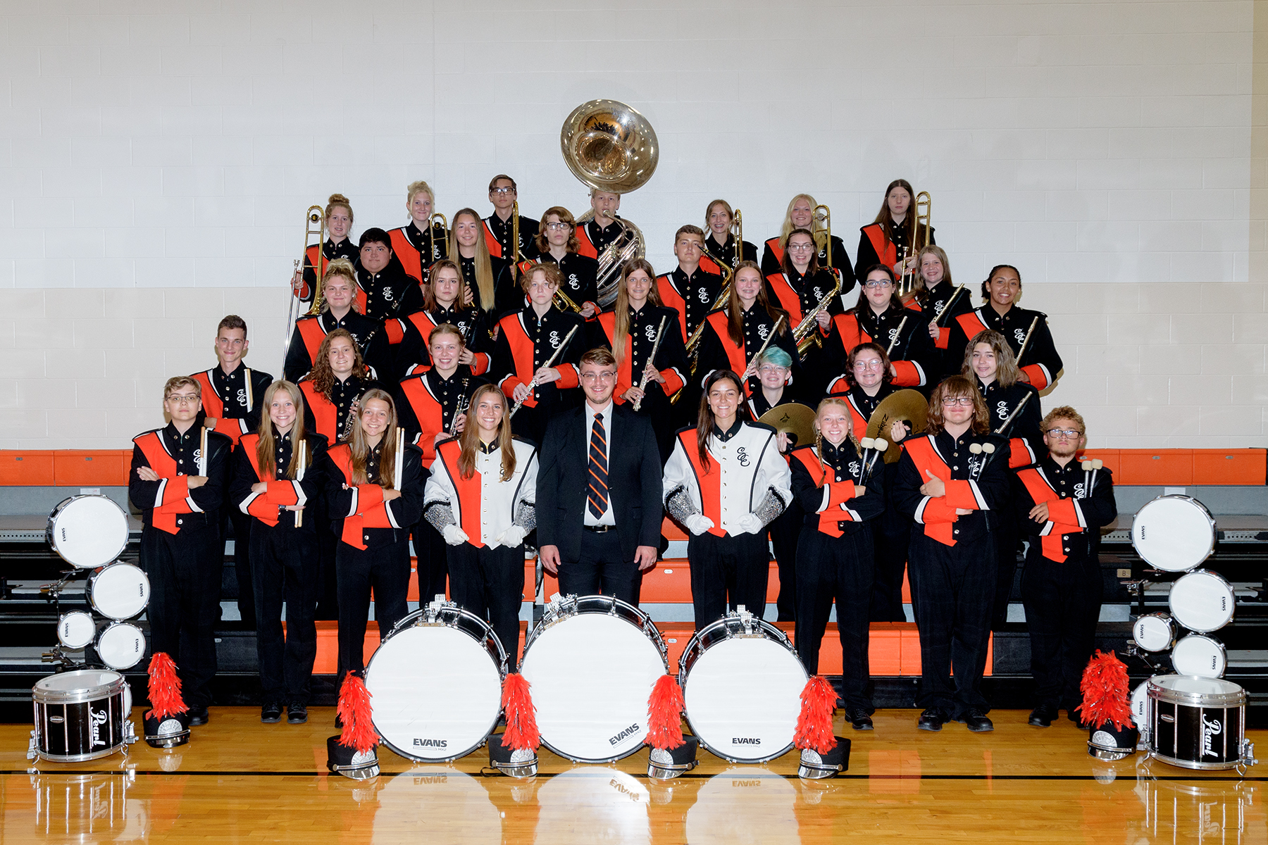 Seneca East Tiger Pride Band with Their Instruments