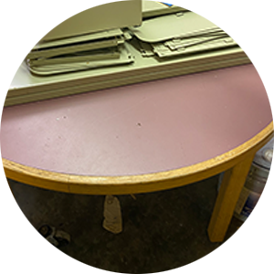 Wooden Library Tables With Maroon Top