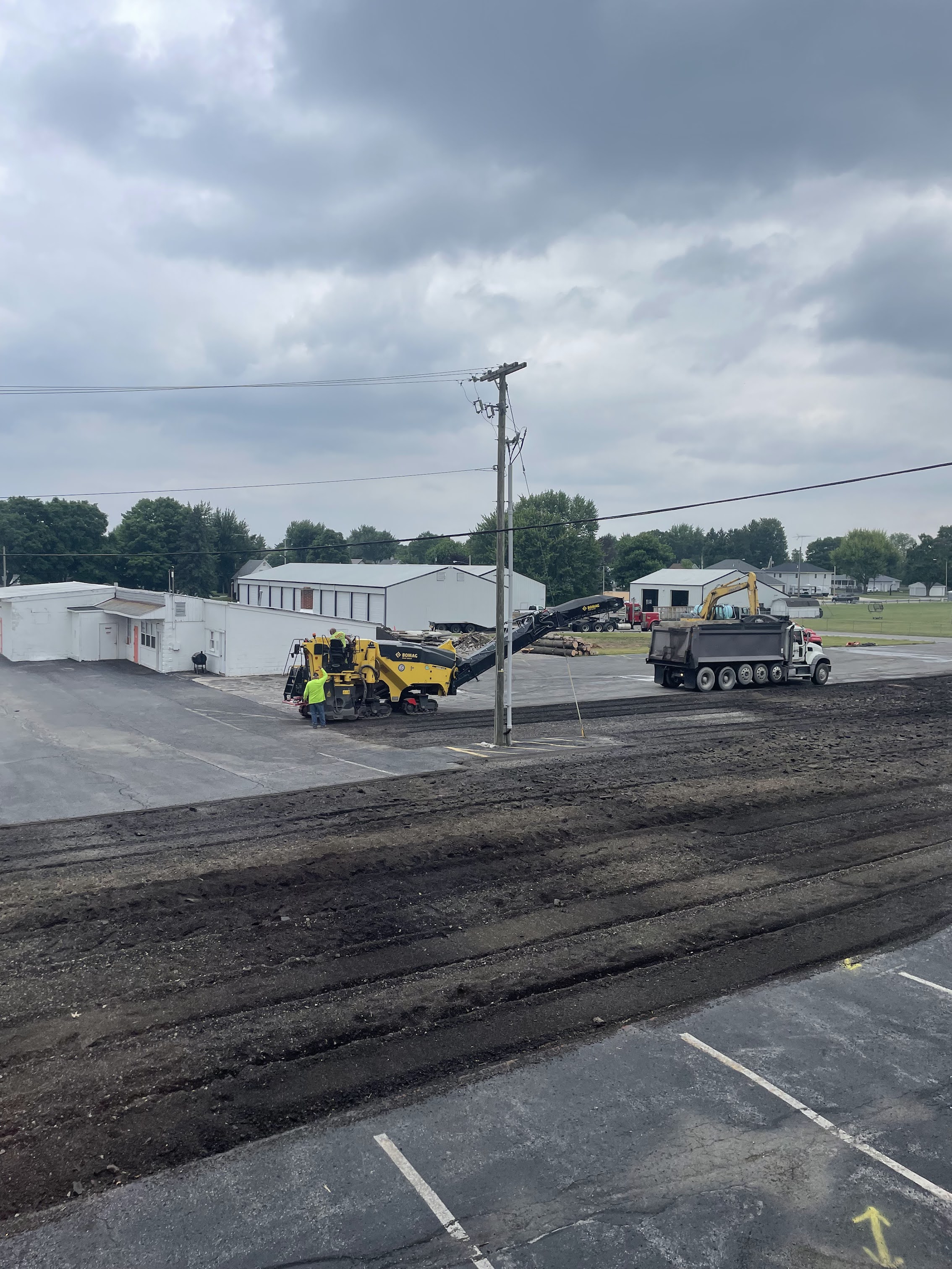 Machinery removing top layer of asphalt