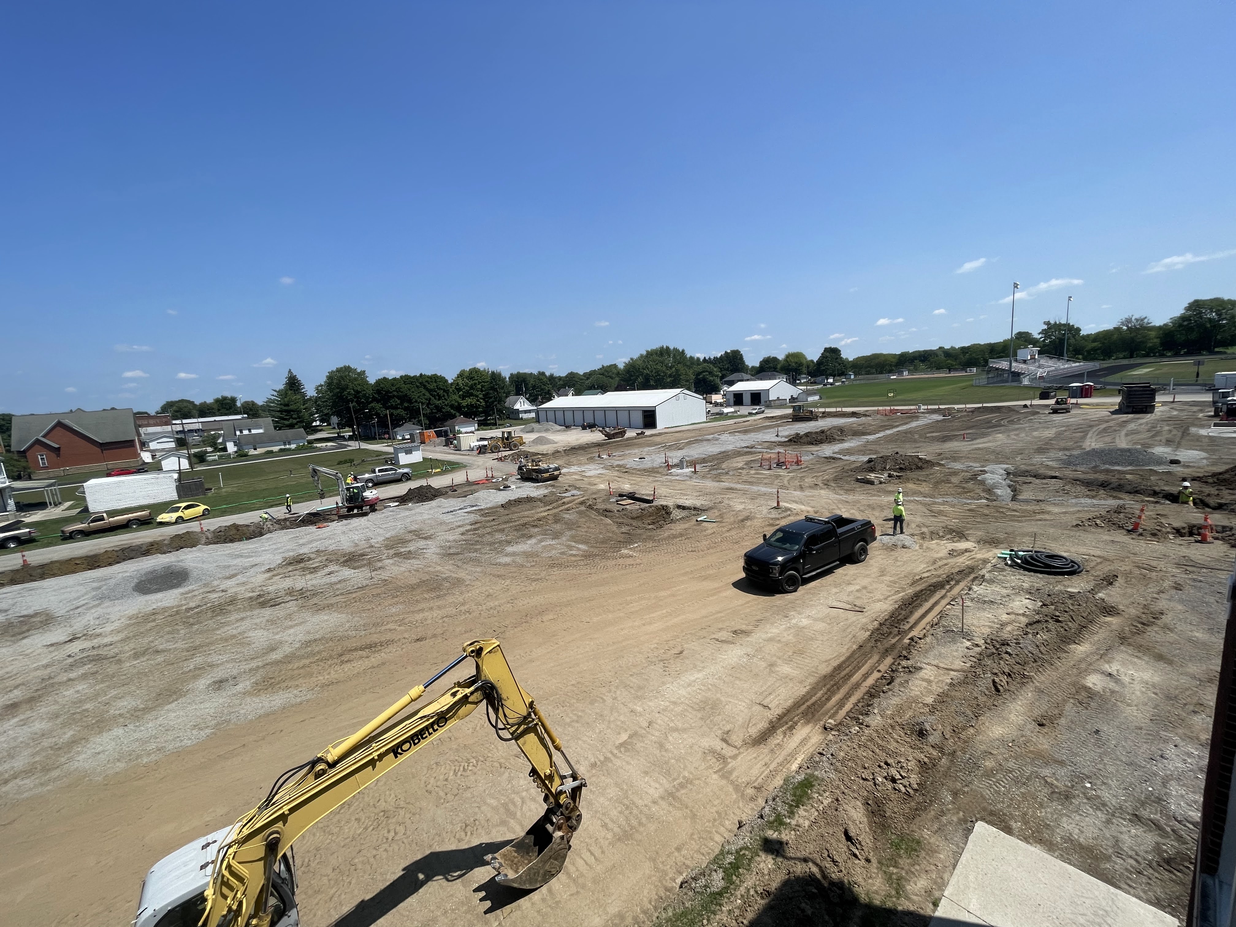 "Birds-eye view" of parking lot with electrical and phone line poles removed