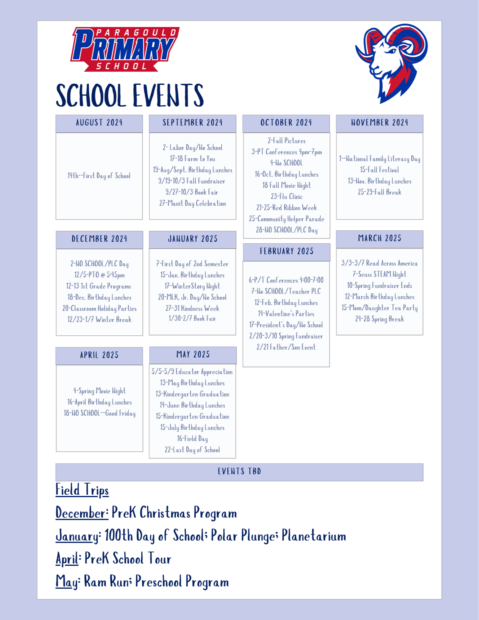 Primary School Events 23-24