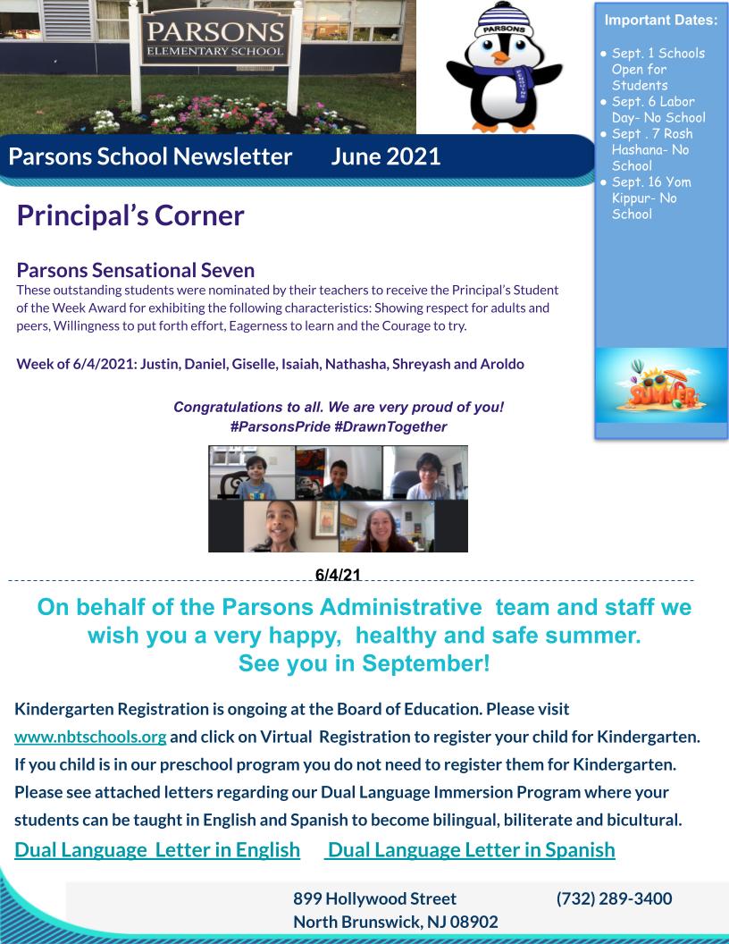 Parsons June Newsletter