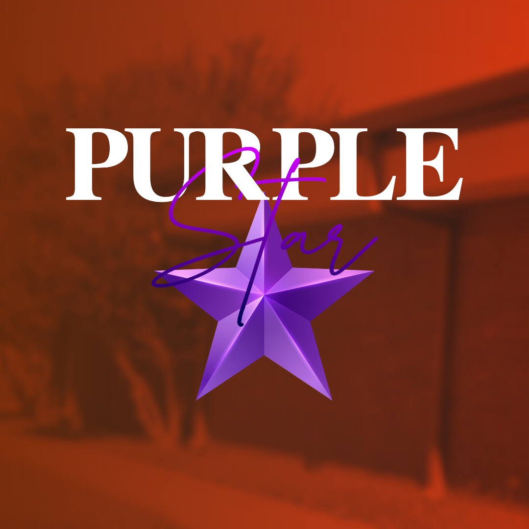 Logo featuring a purple star on a red background. The words "PURPLE STAR" appear above the star.