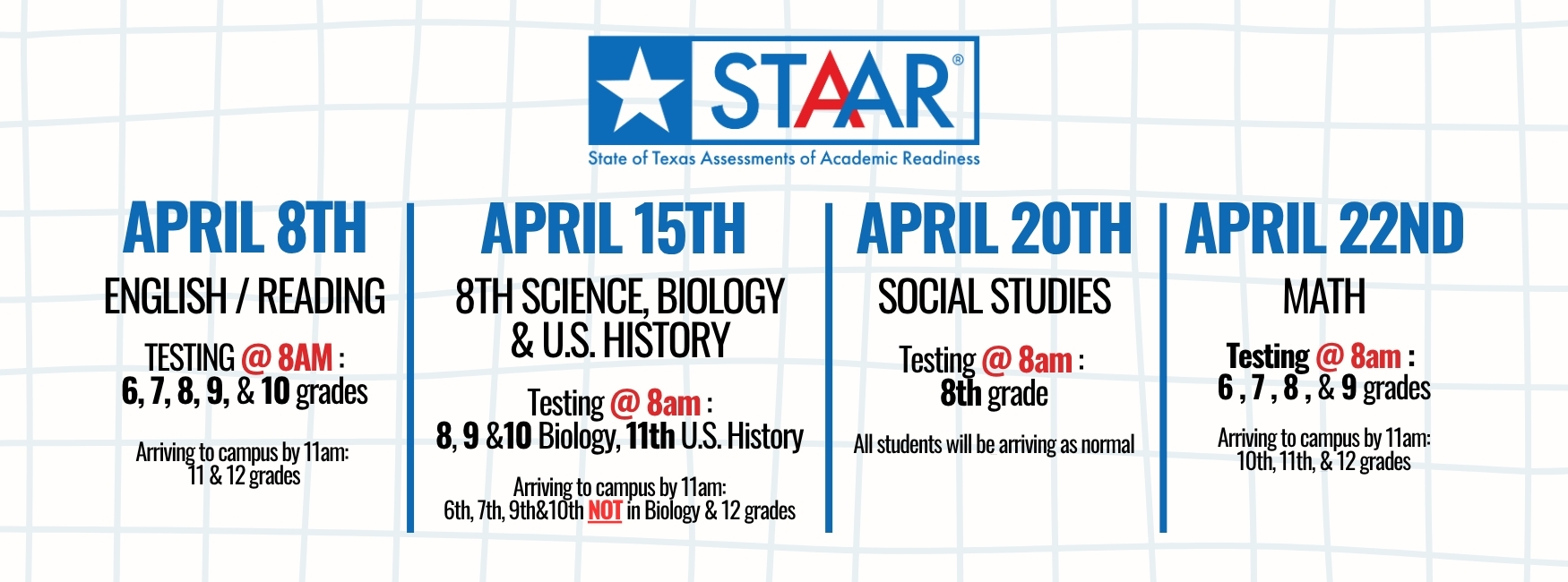 STAAR 26 Dates