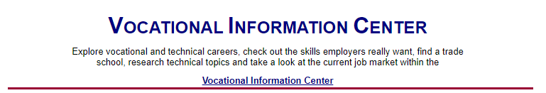 Vocational Career Info Center Banner