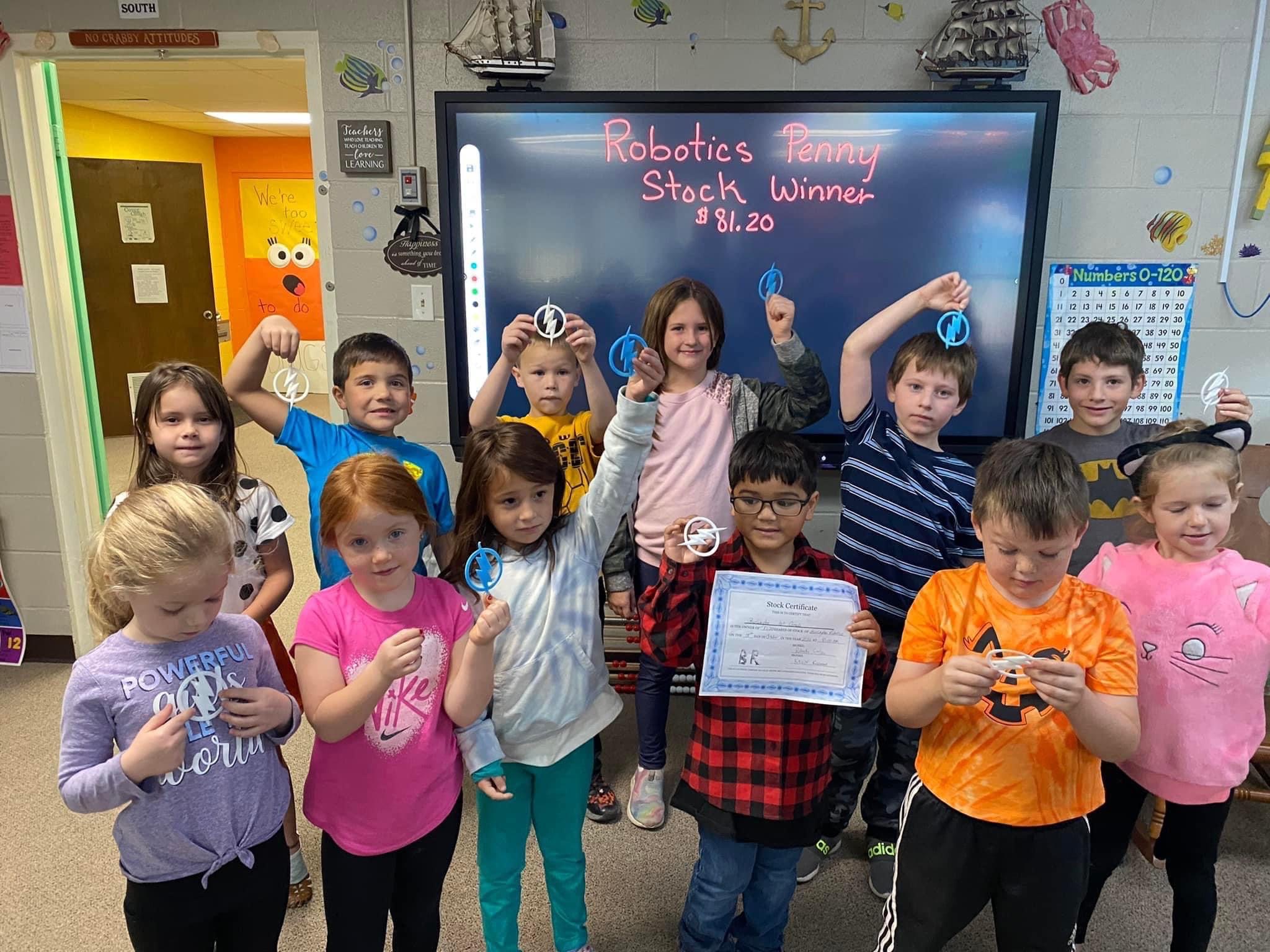 First Grade wins Penny Wars - A Robotics Fundraiser