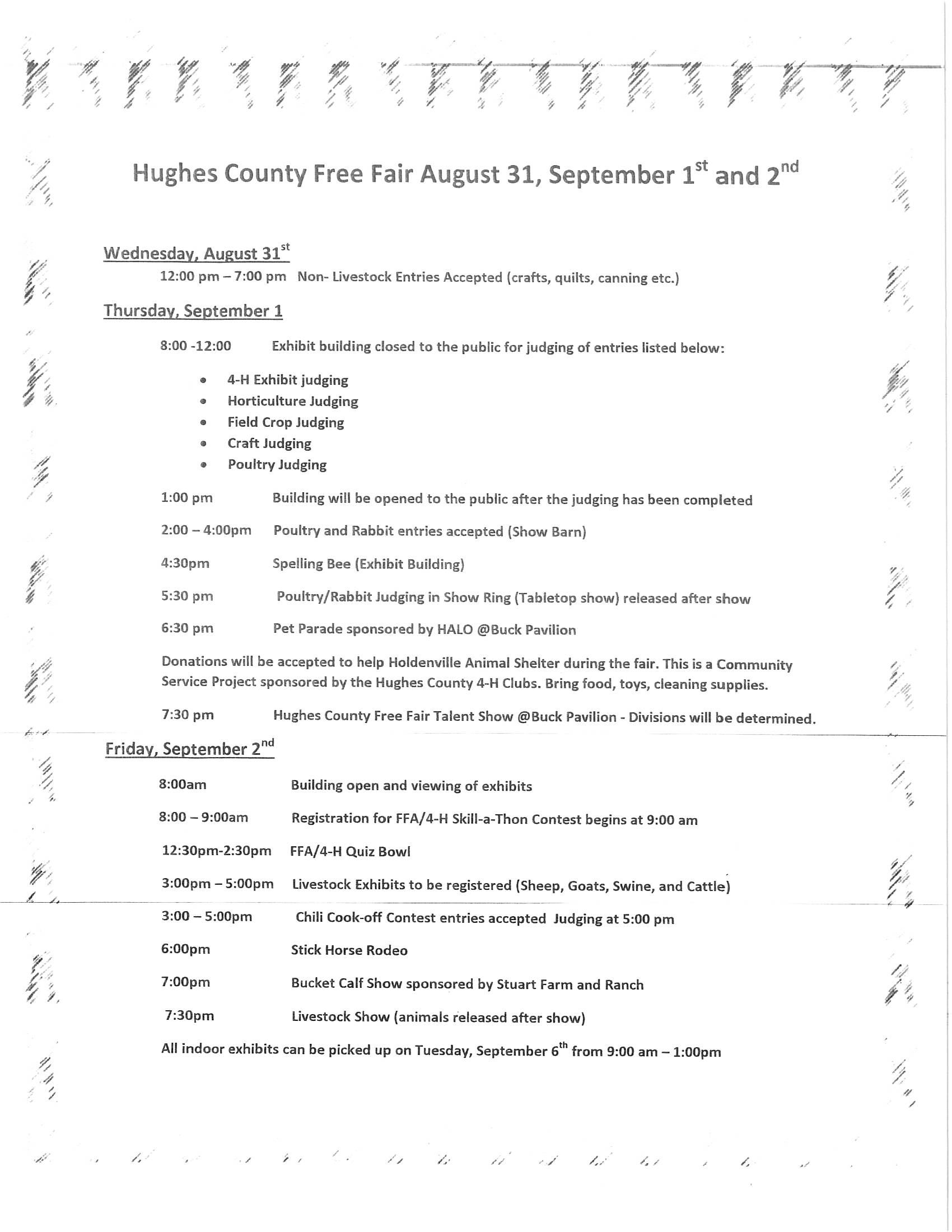 2022 Hughes County Free Fair Agenda
