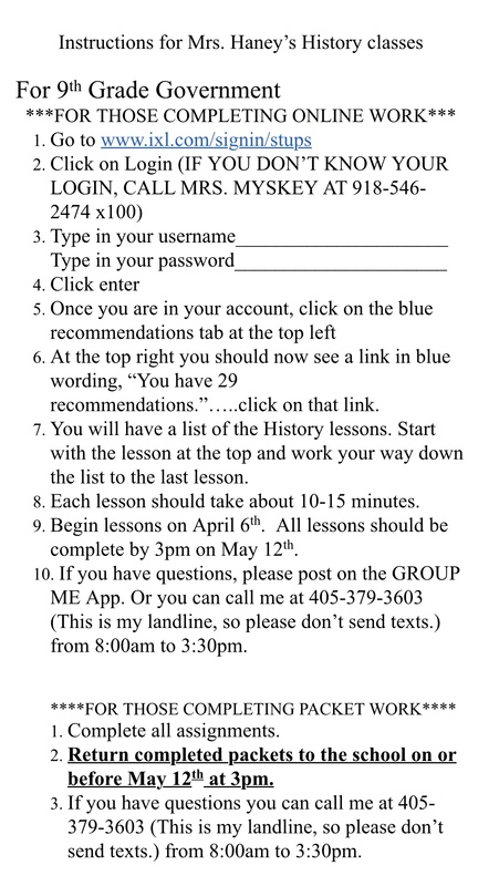 instructions for mes harney's history classes
