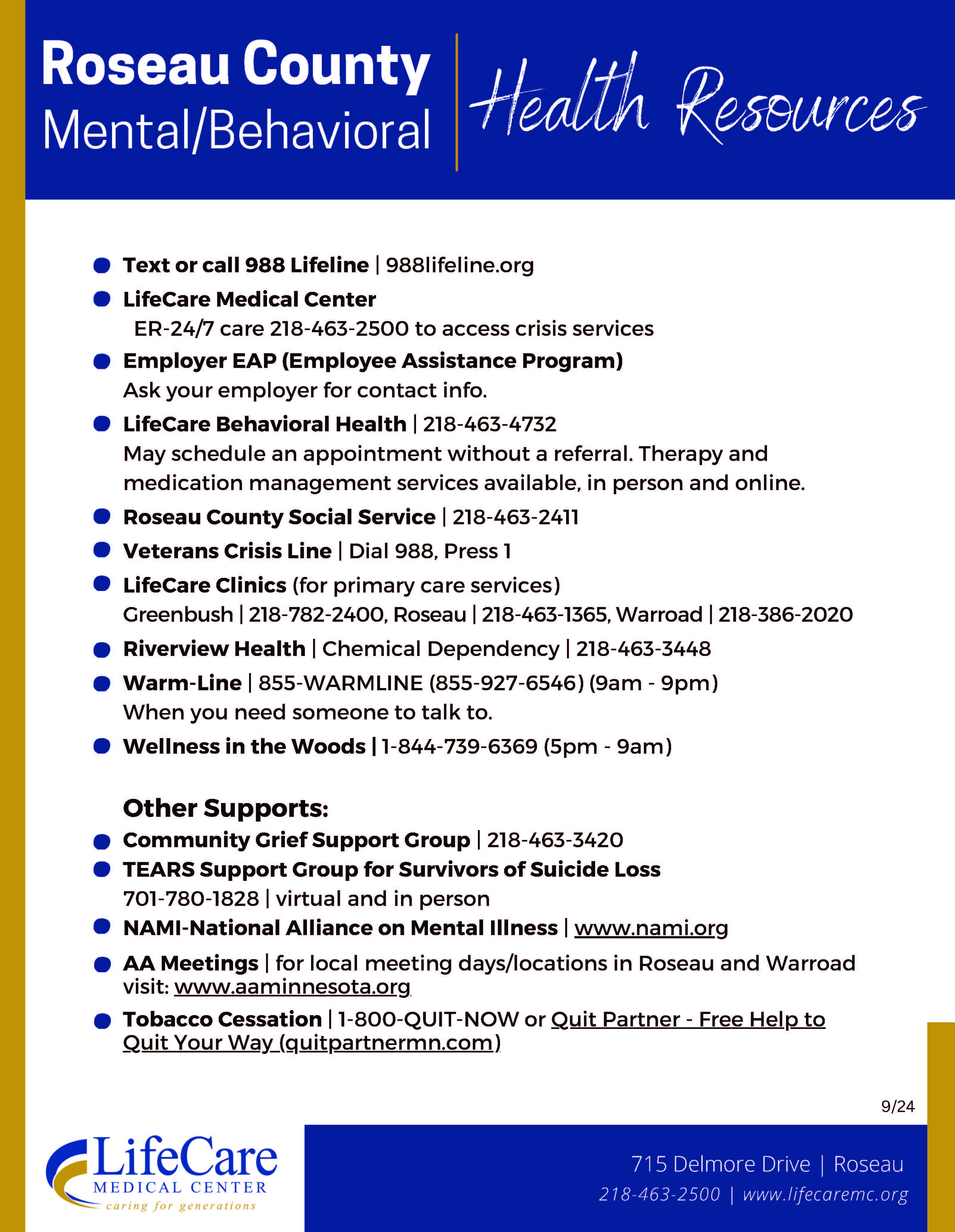 Roseau County Resources