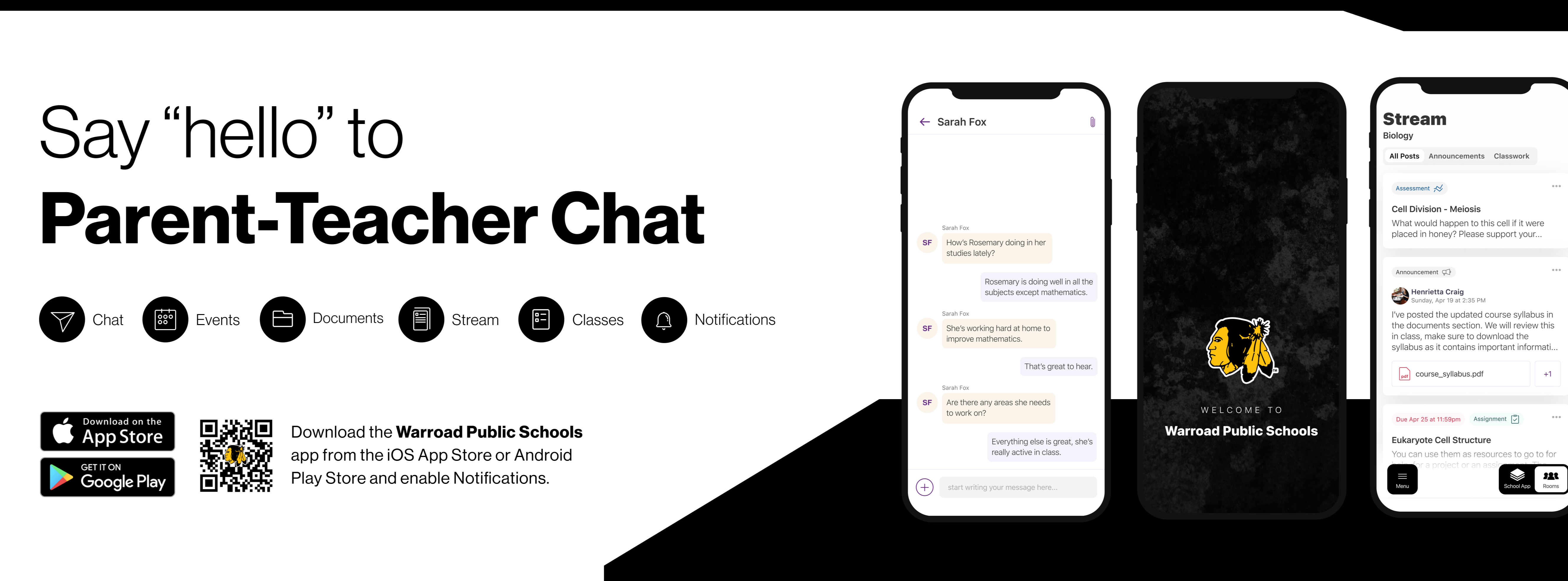 Say hello to Parent-Teacher Chat in the Warroad Public Schools App