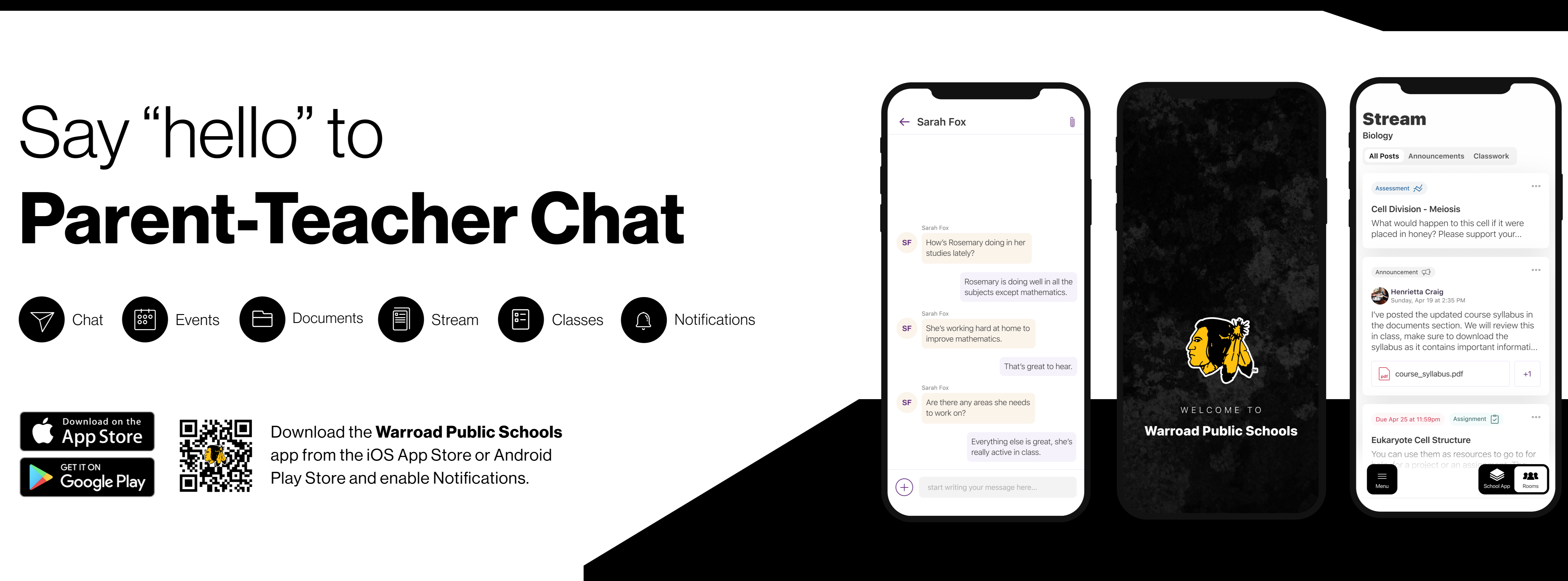 Say 'hello' to Parent-Teacher Chat in the Warroad Public Schools App