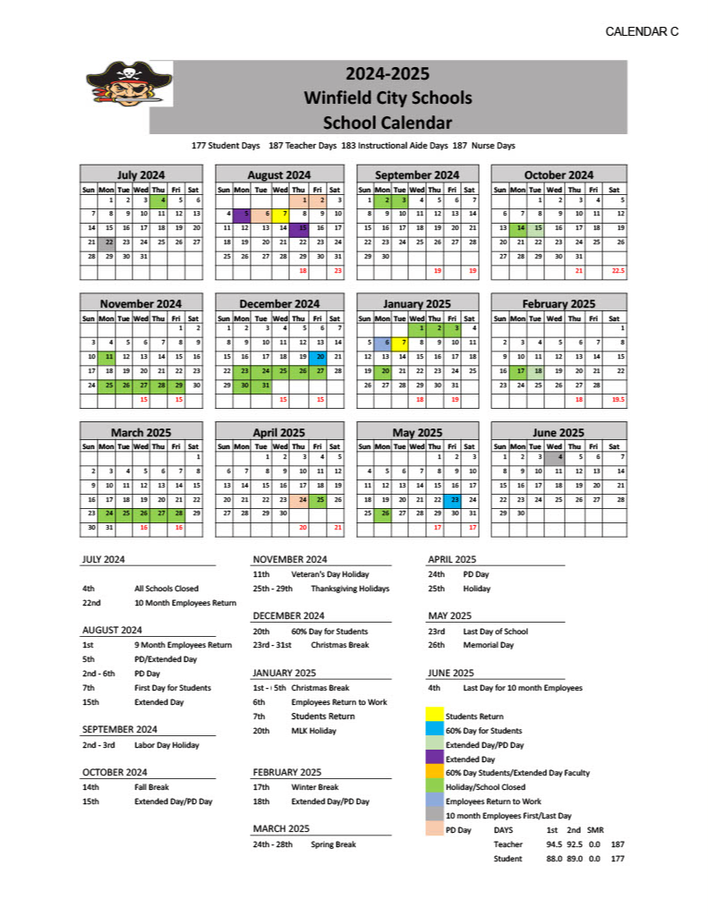 2024-2025  WCS District Calendar