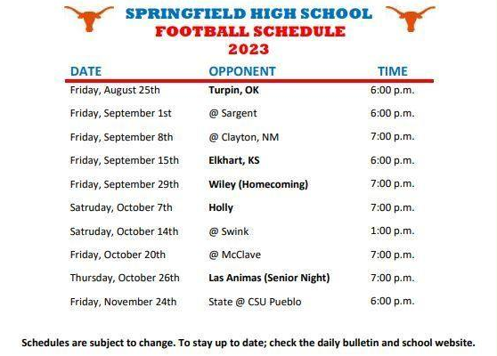 2023 High School Football Schedule