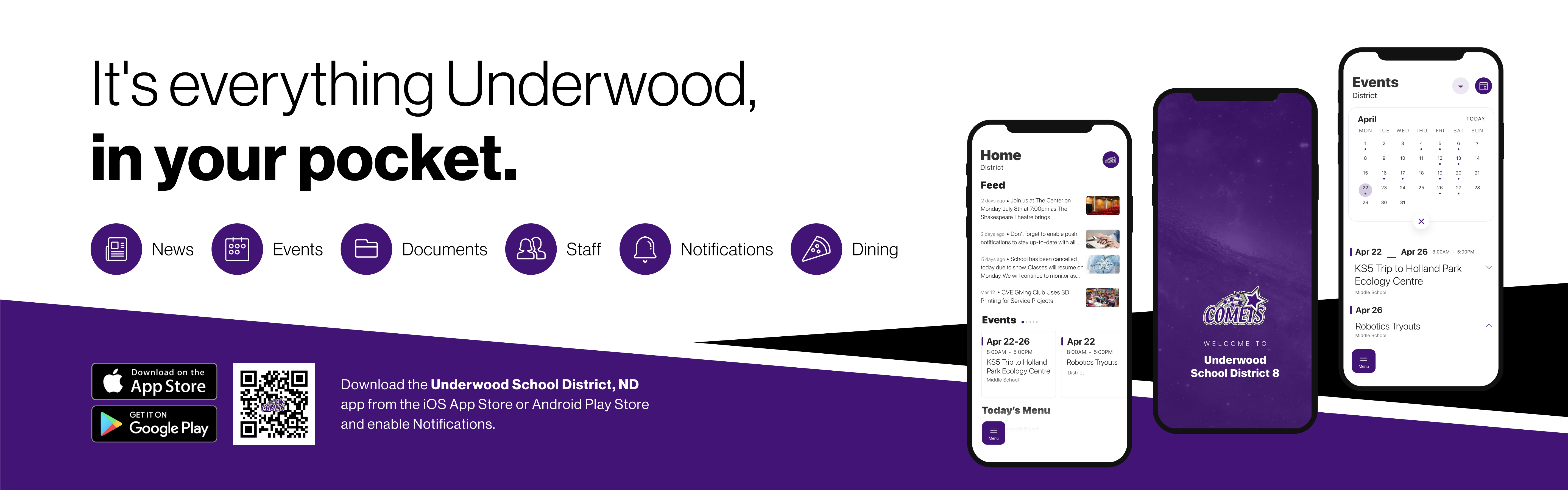 Say hello to Parent-Teacher chat in the new Rooms app. Download the Underwood School District 8 app in the Google Play or Apple App store.