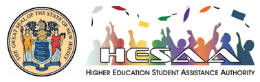 on the Left side, The New Jersey Seal. On the Right side, logo for Higher Education Student Assistance Authority