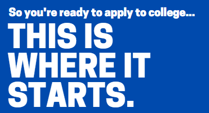 On blue background, white large letters reading" This is where it starts"