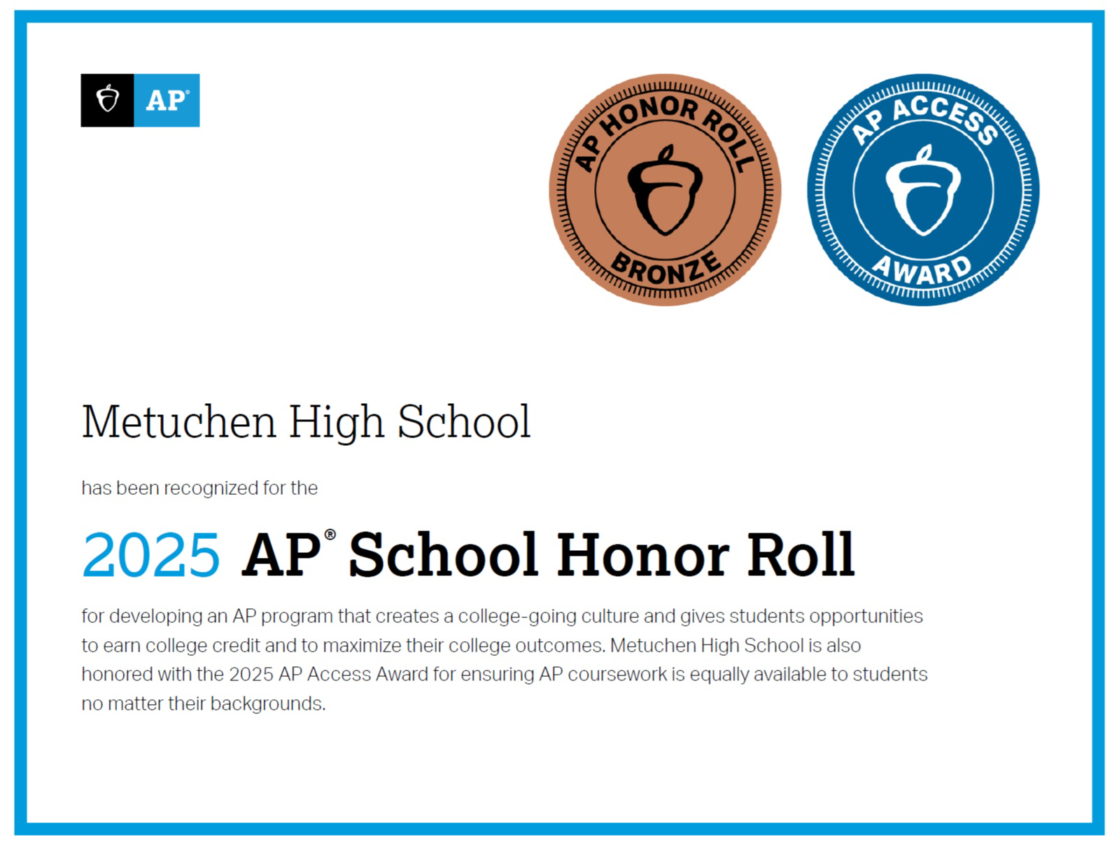 Bronze AP Honor Roll 2025