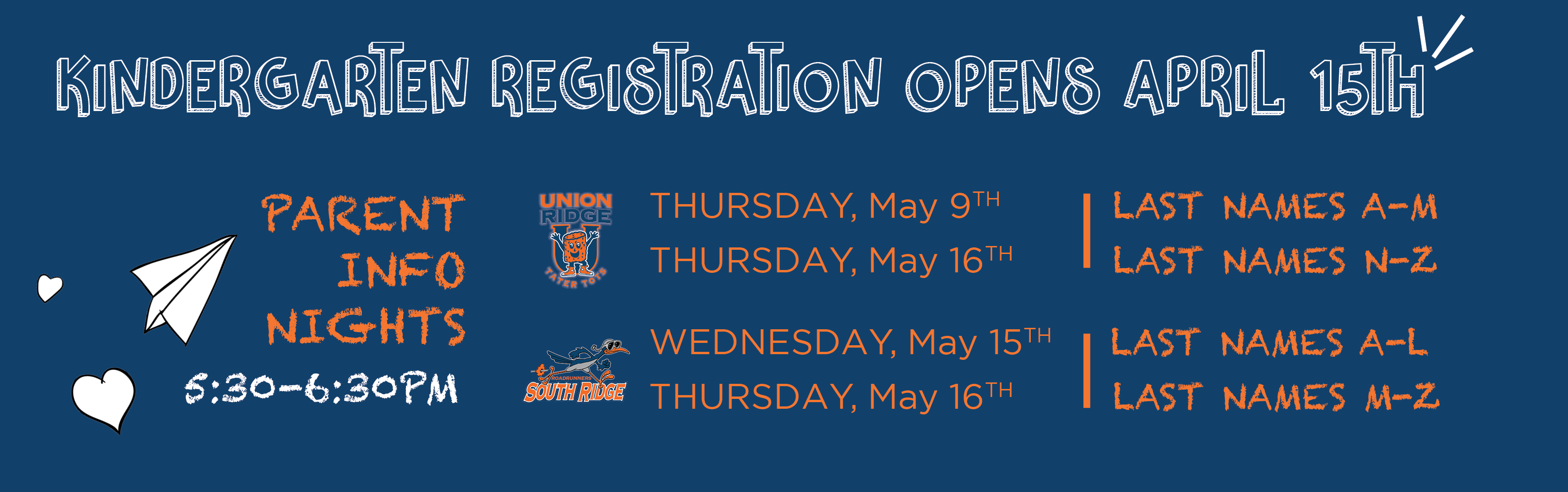 Kinder Registration Opens April 15th