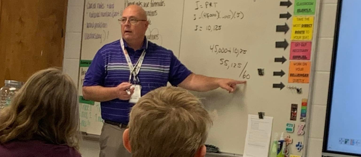 Principal Mike Hudgeons teaching