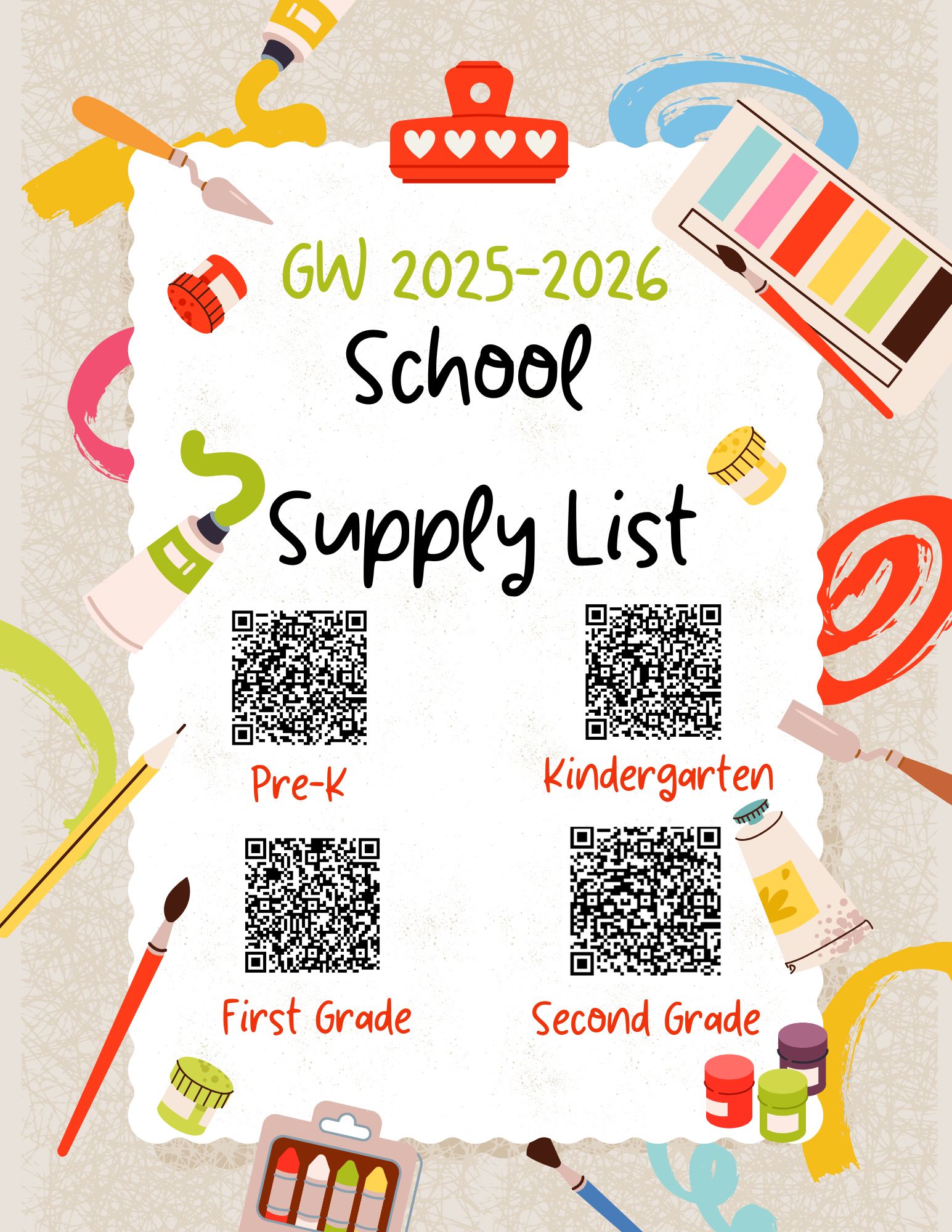 Supply Lists 2025-2026