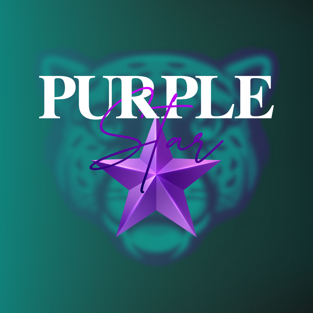 Purple text reads "PURPLE Star" with a purple star in front of a blue tiger head.