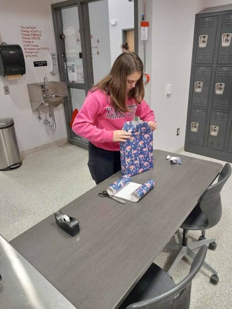 FCCLA wrapping presents for the adopt a family project