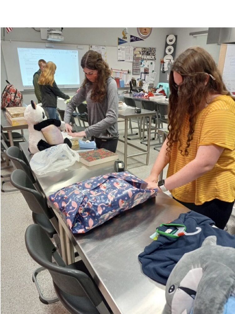 FCCLA wrapping presents for the adopt a family project