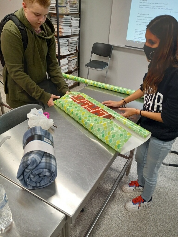 FCCLA wrapping presents for the adopt a family project